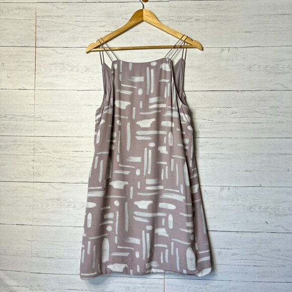 Silence + Noise Dress Womens SZ Large Ella Printed Crepe Mauve Geometric Button - Picture 1 of 16